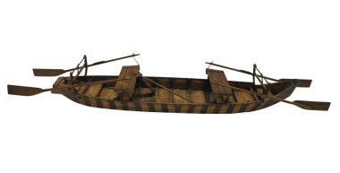 Ahşap Antik eski küçük gemi model beyaz arka plan üzerinde izole