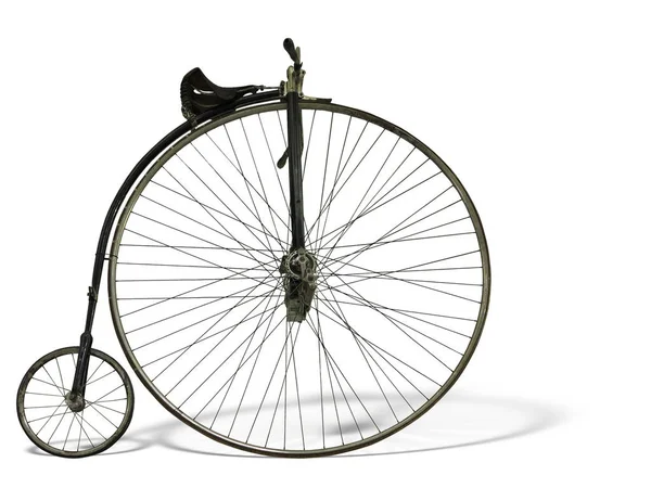 Vintage Old Retro Bicycle Isolated White Background — Stock Photo, Image