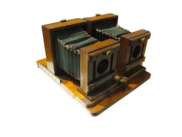 Vintage Starego Typu Twin Obiektyw Retro Kamery Stereo Białym Tle — Zdjęcie stockowe