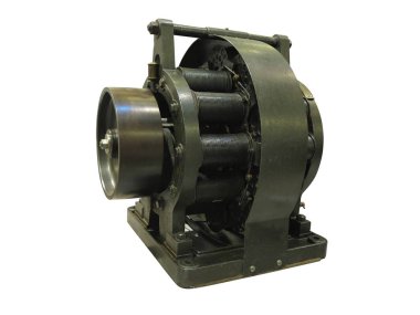 Vintage eski Endüstri/sanayii donatımı güçlü elektrik beyaz arka plan üzerinde izole motoru