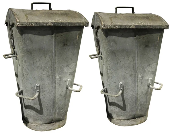 Metall Rostige Müllbehälter Mülleimer Isoliert Auf Weißem Hintergrund — Stockfoto