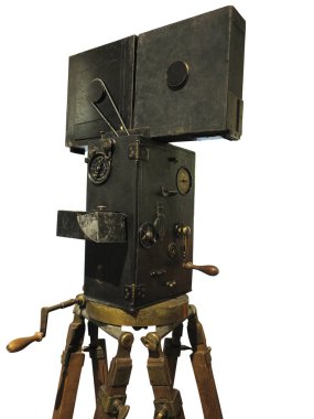 Beyaz arka plan üzerinde izole klasik antika film film kamera