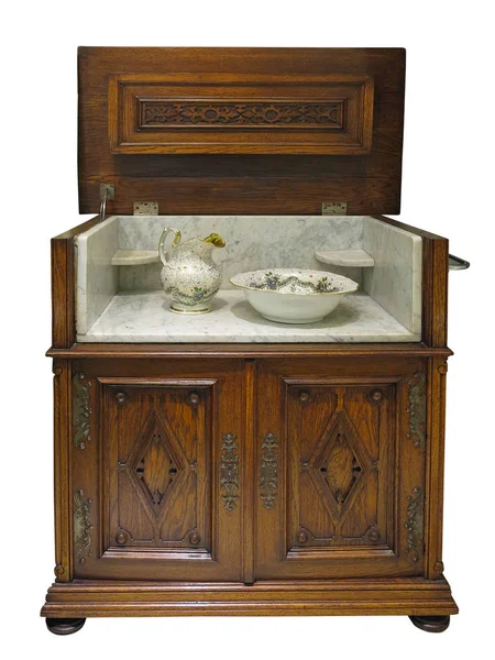 Vintage Wash Basin Luxury Sink Bathroom Furniture Isolated White Background — Stock Photo, Image