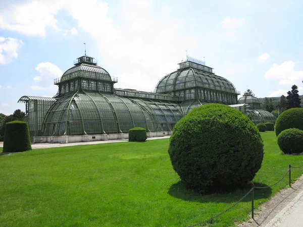 2018 维也纳奥地利 棕榈房子在 Schoenbrunn 宫殿在2014年5月2日在维也纳 棕榈房子包括三个亭子为不同的高潮区域 — 图库照片