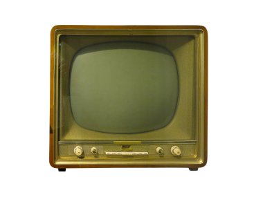 Beyaz arka plan üzerinde izole vintage klasik retro eski Tv alıcısı