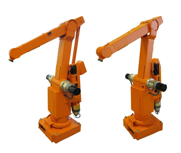 Orange Industrial Robot Manipulator Hand Isolated White Background — Stock Photo, Image