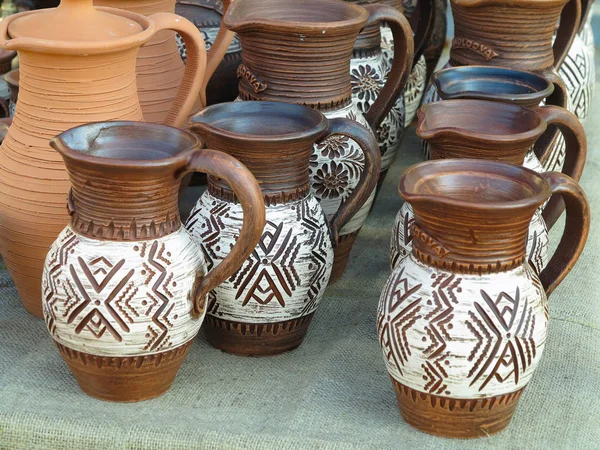 Ceramica Fatta Mano Ceramica Marrone Argilla Souvenir Mercato Artigianato Strada — Foto Stock
