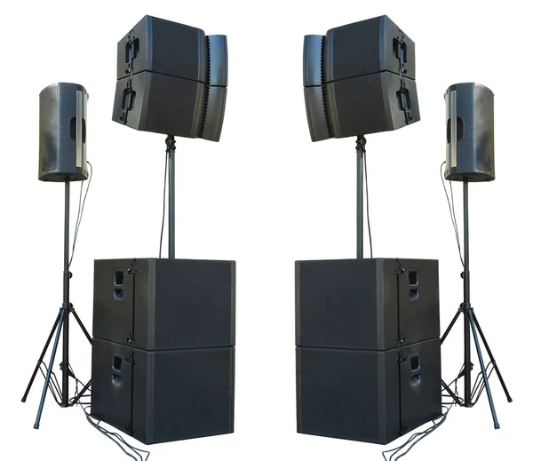 Old Powerful Stage Concerto Industrial Audio Speakers Isolated White Background — Stock Photo, Image