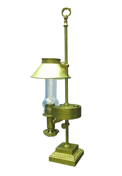 Luxo Antigo Vintage Querosene Lanterna Lâmpada Amarela Isolada Fundo Branco — Fotografia de Stock