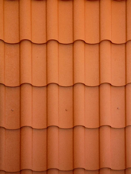 Close up view on red spanish clay roofing tiles background — Stock Photo, Image