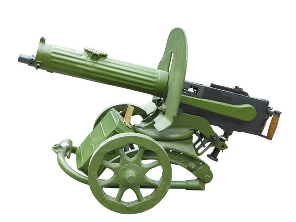 Old green Maxim machine gun isolated on white background — Stock Photo, Image