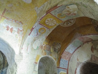 Demre, Türkiye - 2 Temmuz 2019: Aziz Nikolaos'ta Antik Freskler