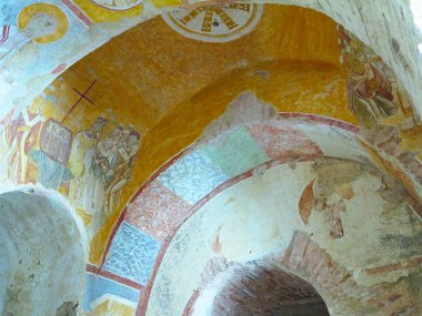 Demre, Türkiye - 2 Temmuz 2019: Aziz Nikolaos'ta Antik Freskler