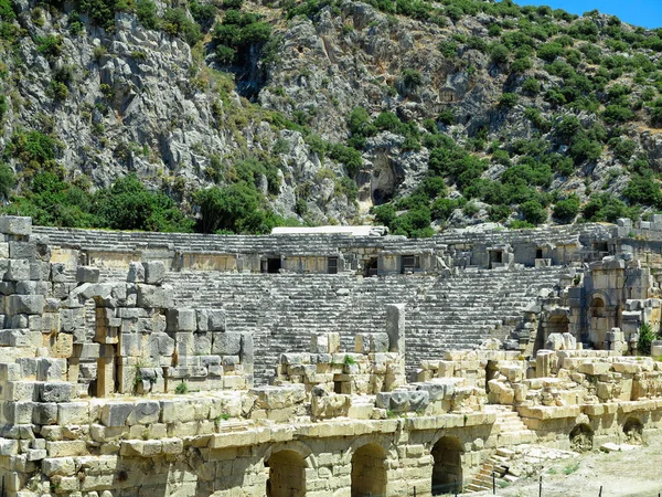 Ancient amphitheater in Myra, Turkey - archeology background — Stock Photo, Image