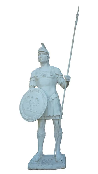 古罗马军团士兵的白色雕像孤立 — 图库照片