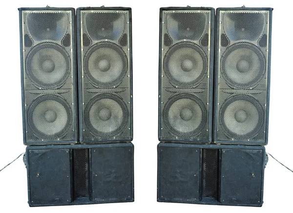 Old powerful stage concerto audio speakers isolated on white bac — Stock Photo, Image