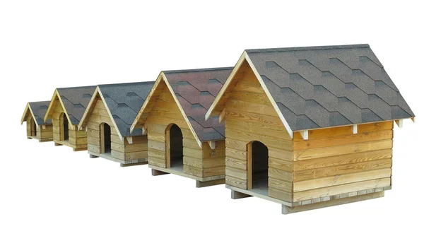 Moderne eco vriendelijke houten Doghouse geïsoleerd op witte achtergrond — Stockfoto