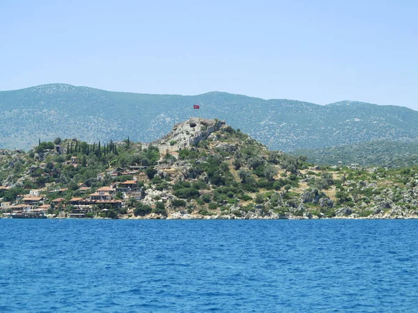 Simena Kalesi erőd a Kekova-szigeteken. Közel Antalya, Turk — Stock Fotó