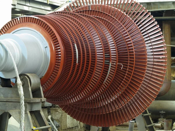 Power generator steam turbine in repair process, machinery, pipe — Stock Photo, Image
