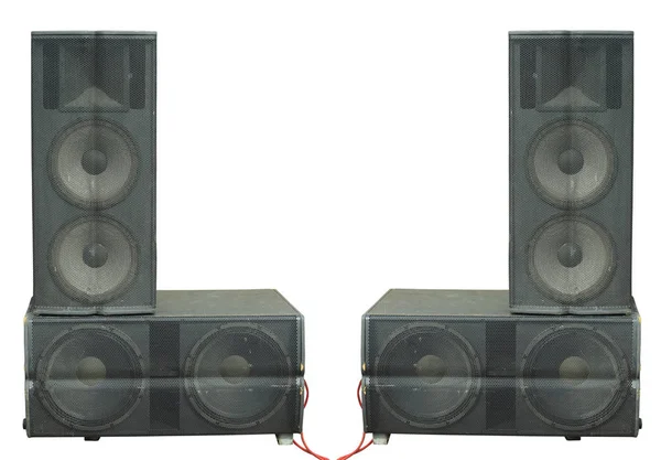 Old powerful stage concerto audio speakers isolated over white — Stock Photo, Image