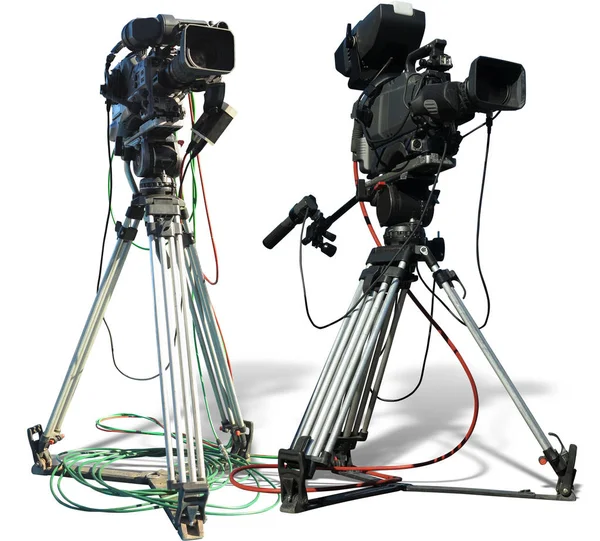 Τηλεόραση επαγγελματικό στούντιο ψηφιακή βιντεοκάμερα στην απομονωμένη o τρίποδο — Φωτογραφία Αρχείου