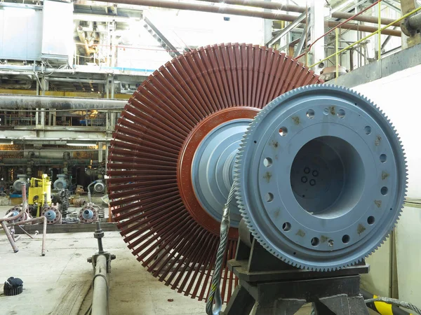 Generador Energía Turbina Vapor Proceso Reparación Maquinaria Tuberías Tubos Una — Foto de Stock