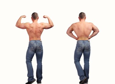 Stüdyoda poz veren kaslı adamın görüntüsü