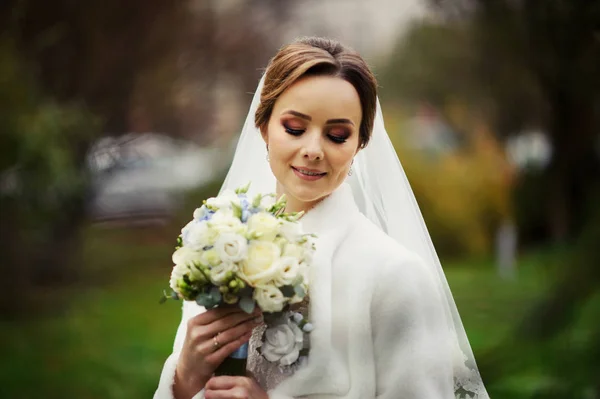 Retrato de novia hermosa, tema de la boda — Foto de Stock