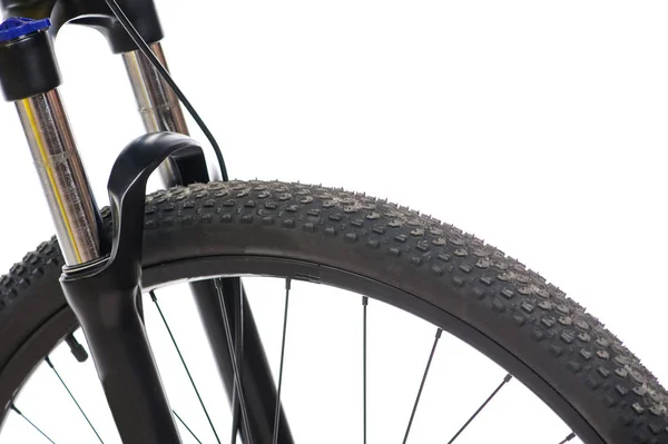 Parts of yellow bicycle on a studio white background. Close up d — Stock Photo, Image