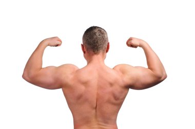 Stüdyoda poz veren kaslı adamın görüntüsü