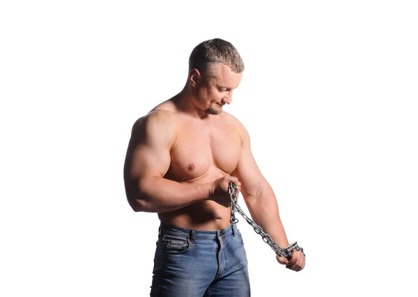 Image of muscle man posing in studio — Stock Photo, Image