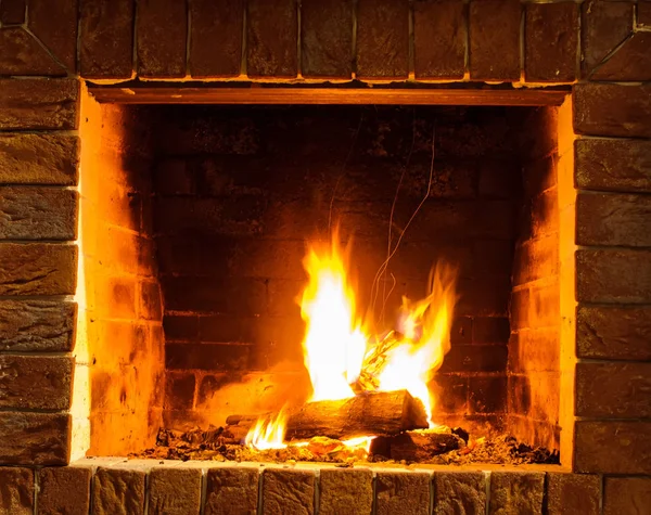 Şöminede yanan odunları yakın plan çek.