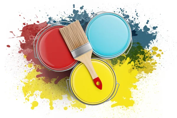 Colorful Paint Buckets Decoration Concept — Stock Photo, Image