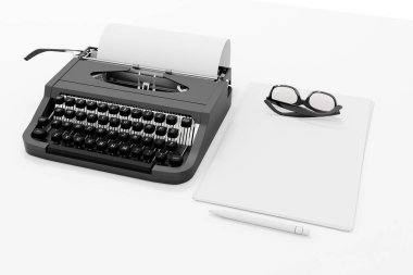 3D typerwriter ve kağıtları