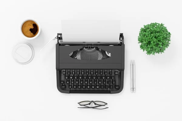 Schreibmaschine Auf Weißem Hintergrund — Stockfoto