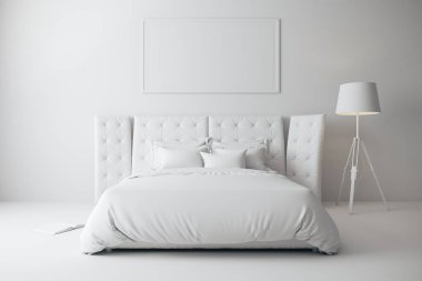 3D render güzel modern yatak odası