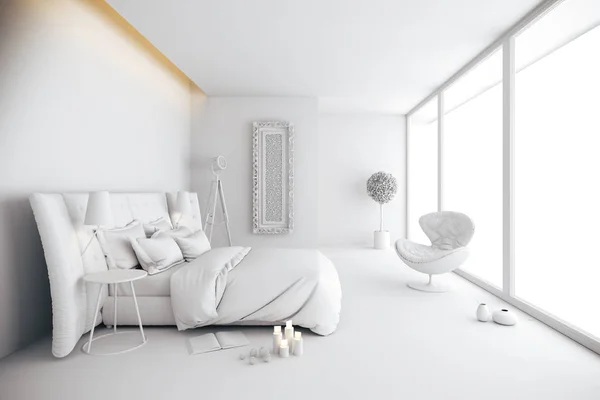 현대적인 침실의 렌더링 — 스톡 사진