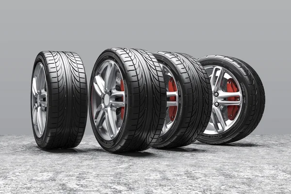 Car Tires Alloy Wheels — Stock Photo, Image