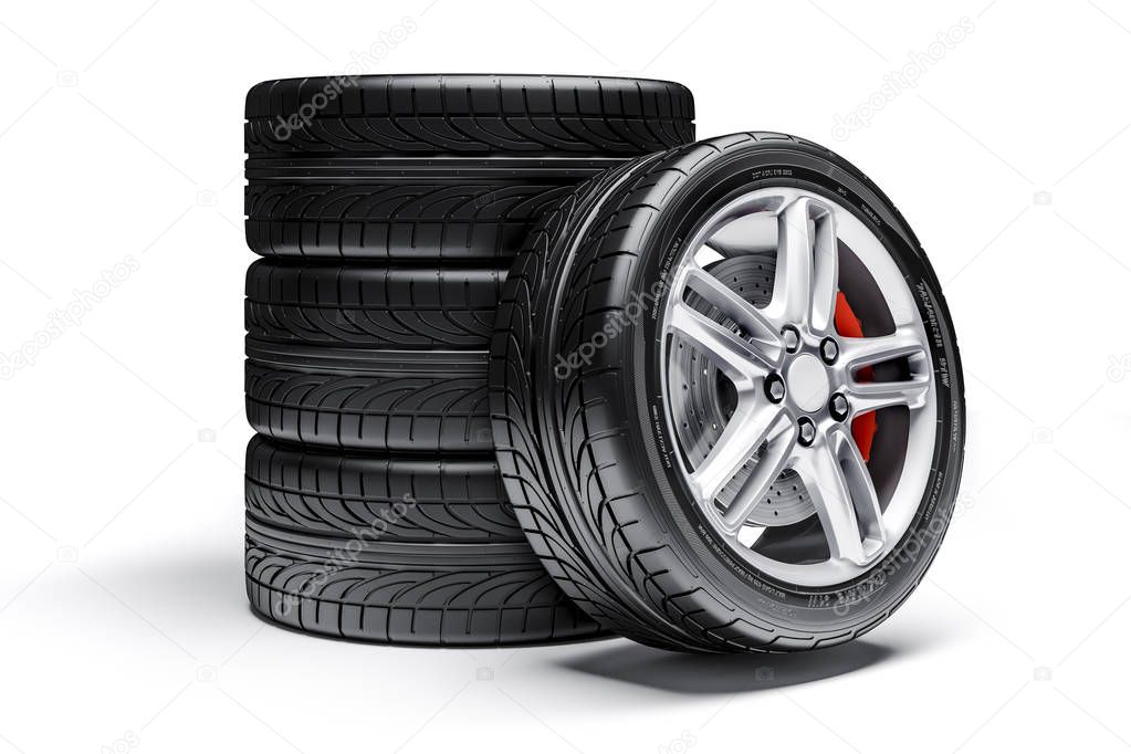 3d car tires and alloy wheels 