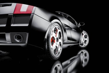 3D siyah spor araba render