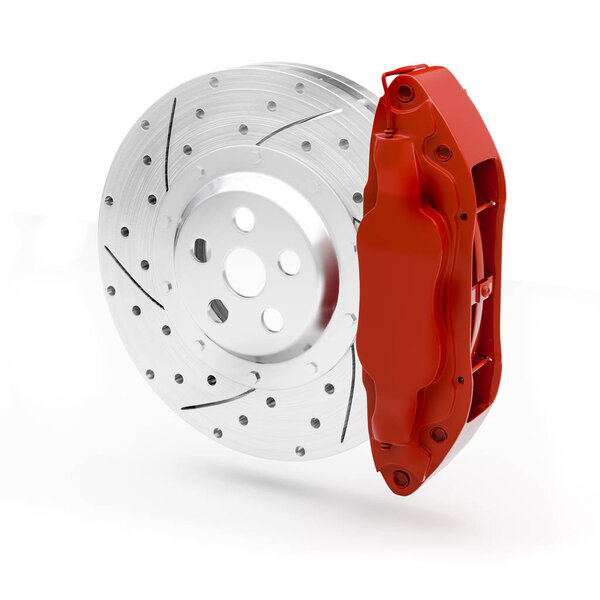 3d автомобильный тормозной диск на белом фоне
