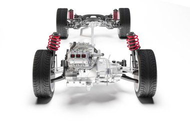 3D araba kasa motor ve süspansiyon ile