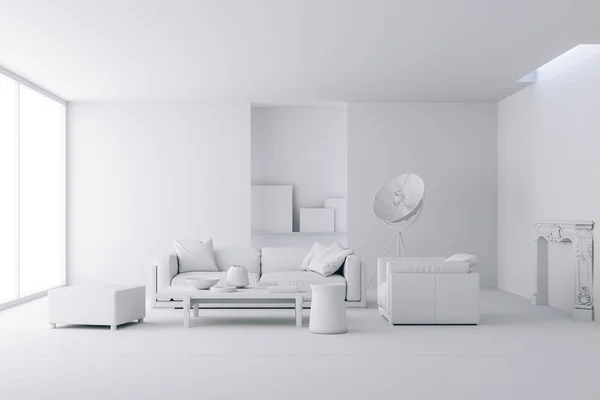 3d render of beautiful clean interior render