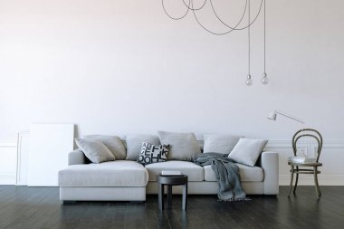 3D render güzel temiz iç tasarım