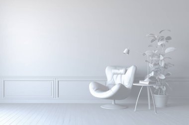 3D güzel iç deri koltuk ve lamba ile render