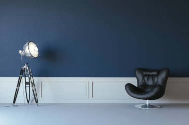 3D güzel iç deri koltuk ve lamba ile render