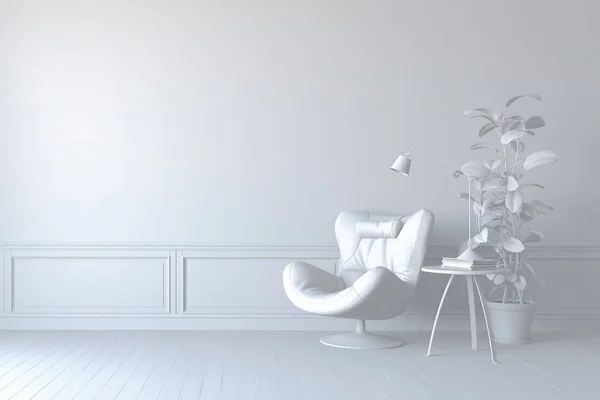 Gyönyörű Belső Render Bőr Fotellel Lámpa — Stock Fotó