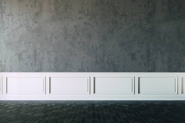 3D iç boş duvar ve ahşap zemin ile render