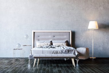 3D render güzel yatak odası iç kurulum