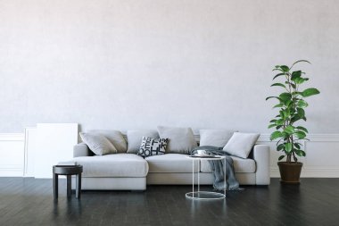 3D render güzel temiz iç tasarım